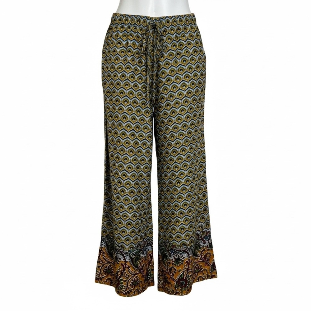 Sudara Punjammies Petite Small Boho Geometric Print Wide Leg Lounge Pants‎